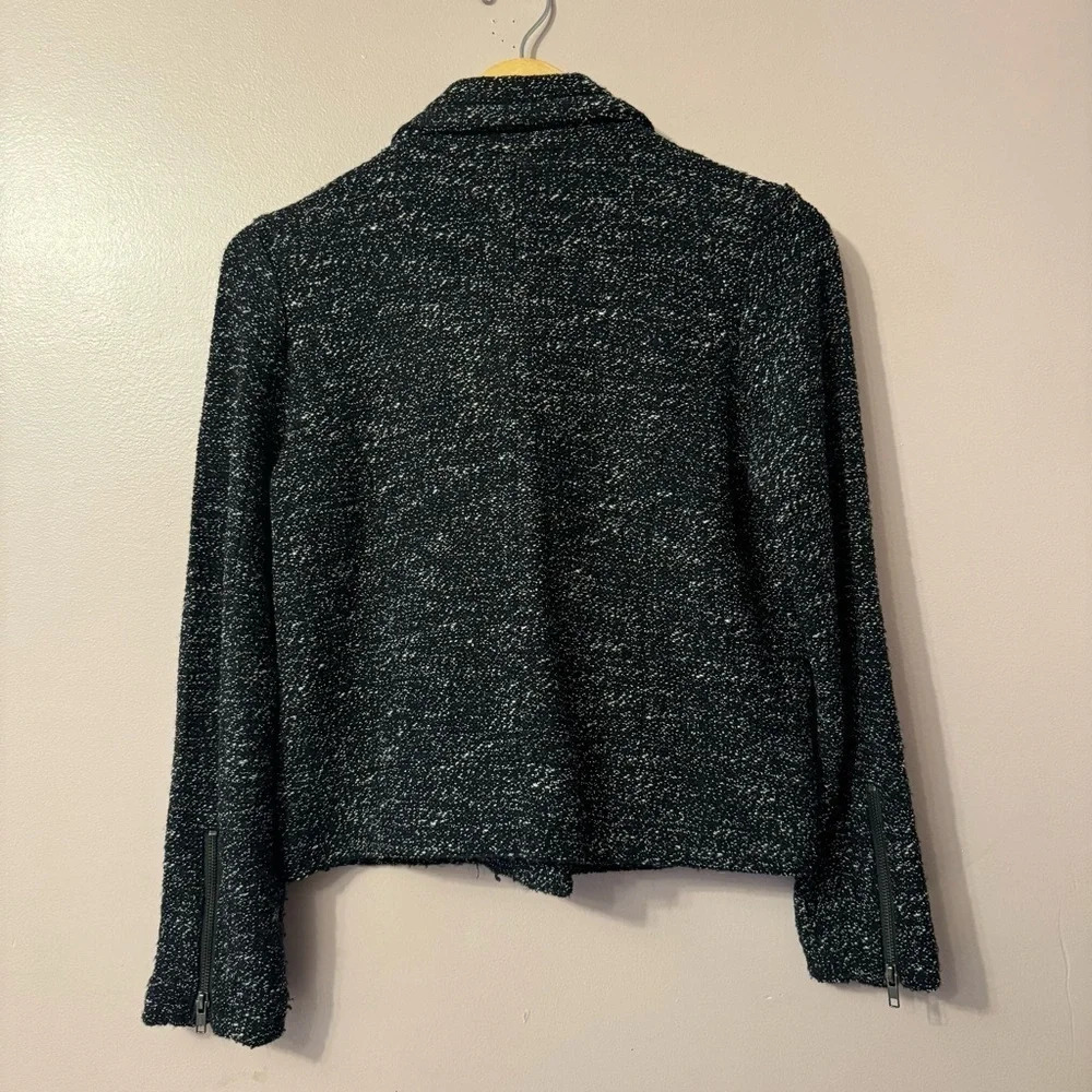 J Crew  Women Moto Boucle Tweed Jacket Black Full Zip Women Size 6 - Picture 8 of 8